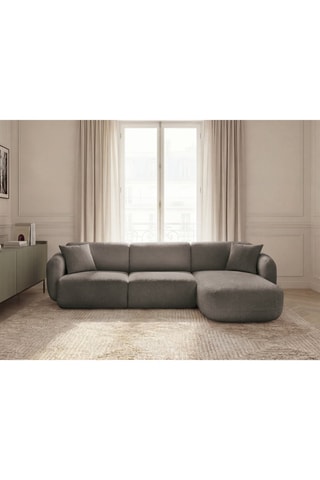 Canapé d'angle droit Anda - Taupe - 3 places - En tissu chenille
