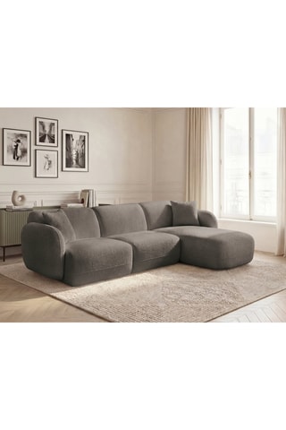 Canapé d'angle droit Anda - Taupe - 3 places - En tissu chenille