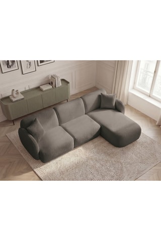 Canapé d'angle droit Anda - Taupe - 3 places - En tissu chenille