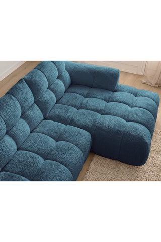 Canapé d'angle droit Jaya - Bleu pétrole - 3 places - En tissu chenille