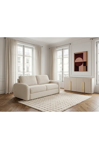 Canapé convertible Kenan - Beige - 3 places - En tissu lisse