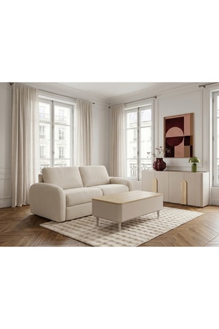Canapé convertible Kenan - Beige - 3 places - En tissu lisse