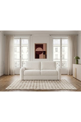 Canapé convertible Kenan - Blanc - 3 places - En tissu bouclette