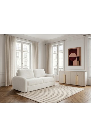 Canapé convertible Kenan - Blanc - 3 places - En tissu bouclette