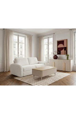 Canapé convertible Kenan - Blanc - 3 places - En tissu bouclette