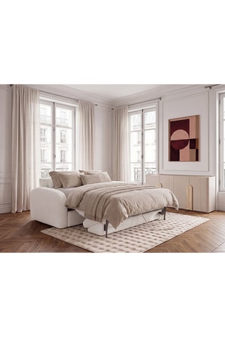 Canapé convertible Kenan - Blanc - 3 places - En tissu bouclette