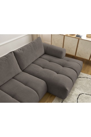 Canapé d'angle droit convertible Fuji - Taupe - 3 places - En tissu lisse