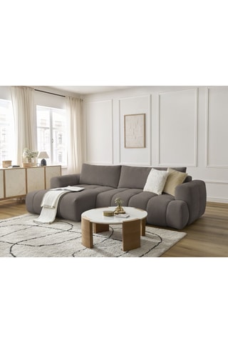 Canapé d'angle gauche convertible Fuji - Taupe - 3 places - En tissu lisse