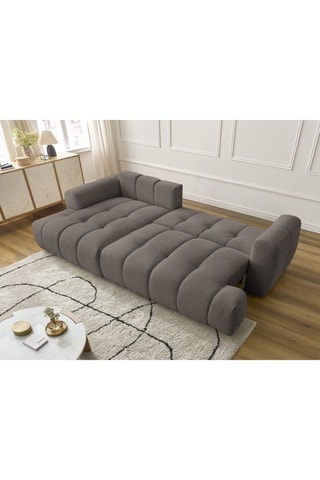 Canapé d'angle gauche convertible Fuji - Taupe - 3 places - En tissu lisse