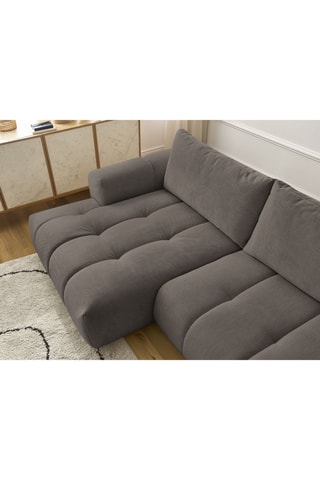 Canapé d'angle gauche convertible Fuji - Taupe - 3 places - En tissu lisse