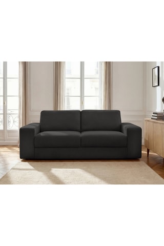 Canapé convertible Ibiza - Noir - 3 places - En tissu texturé