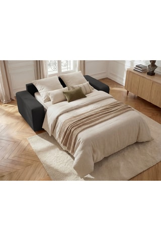Canapé convertible Ibiza - Noir - 3 places - En tissu texturé