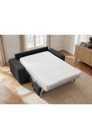 Canapé convertible Ibiza - Noir - 3 places - En tissu texturé