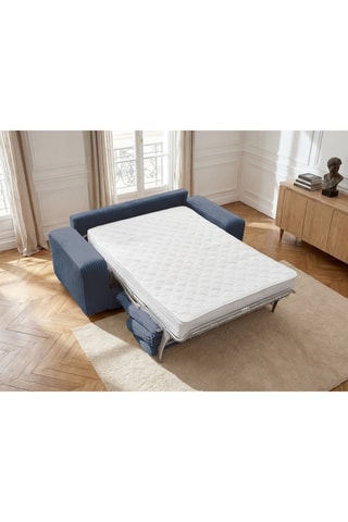Canapé convertible Ibiza - Bleu foncé - 3 places - En tissu velours côtelé doux