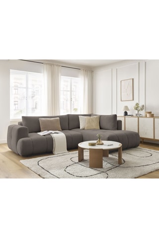 Canapé d'angle droit convertible Fuji - Taupe - 4 places - En tissu lisse