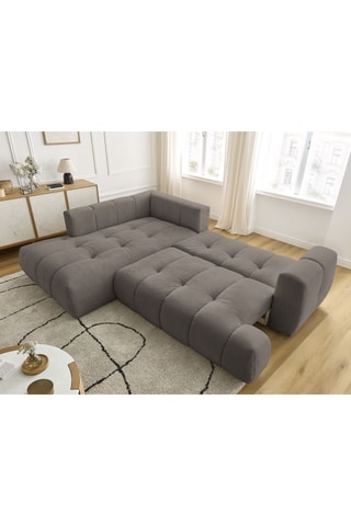 Canapé d'angle gauche convertible - Taupe - 4 places - En tissu lisse - 282 x 204 x 88 cm