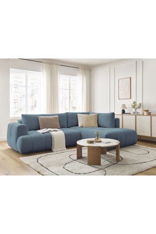 Canapé d'angle droit convertible Fuji - Ciel - 4 places - En tissu lisse