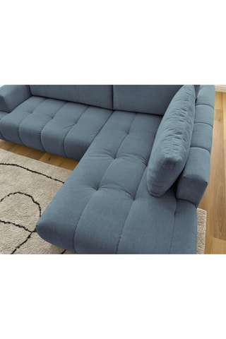 Canapé d'angle droit convertible Fuji - Ciel - 4 places - En tissu lisse