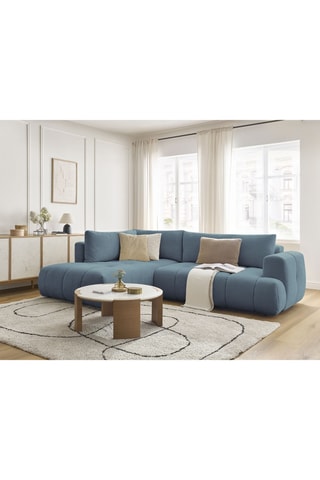 Canapé d'angle gauche convertible Fuji - Ciel - 4 places - En tissu lisse
