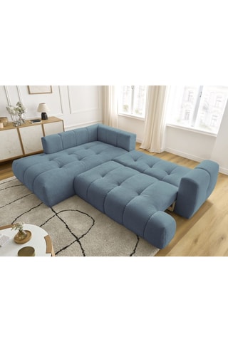 Canapé d'angle gauche convertible Fuji - Ciel - 4 places - En tissu lisse