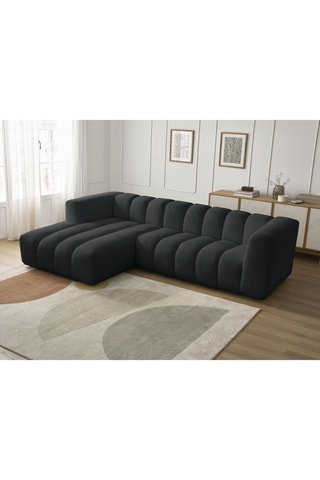 Canapé d'angle gauche Talia - Noir - 3 places - En tissu chiné