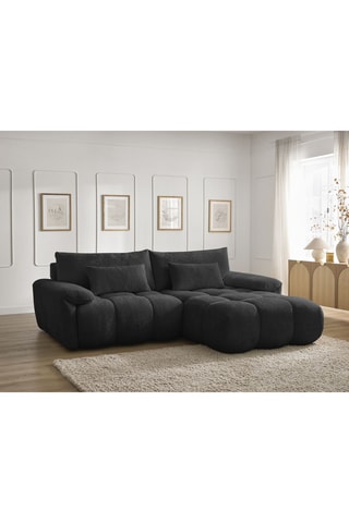 Canapé d'angle droit Ivane - Gris anthracite - 3 places - En tissu texturé