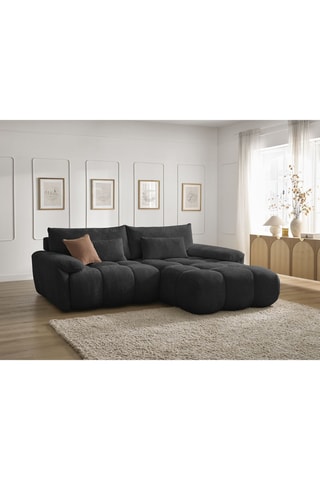 Canapé d'angle droit Ivane - Gris anthracite - 3 places - En tissu texturé