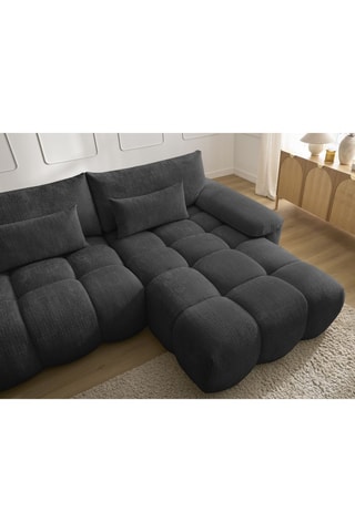 Canapé d'angle droit Ivane - Gris anthracite - 3 places - En tissu texturé