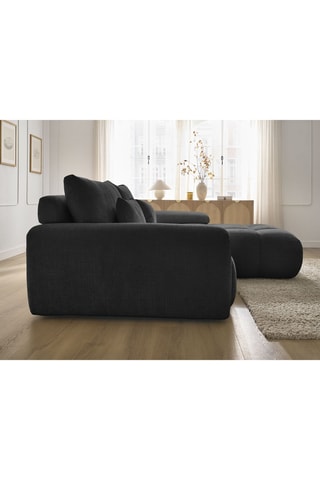 Canapé d'angle droit Ivane - Gris anthracite - 3 places - En tissu texturé