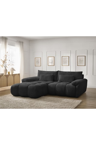 Canapé d'angle gauche Ivane - Noir - 3 places - En tissu texturé