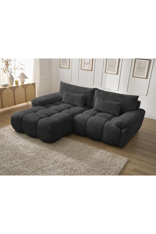Canapé d'angle gauche Ivane - Noir - 3 places - En tissu texturé