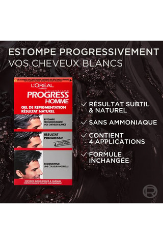Gel de repigmentation naturelle Progress Homme - Cheveux blancs - 2 produits