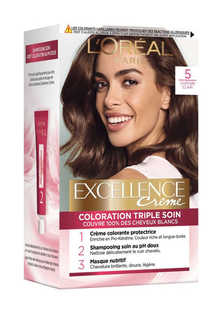 Coloration permanente Triple Soin Excellence Crème - 5 Châtain clair - Cheveux normaux