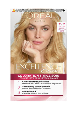 Coloración permanente Triple Cuidado Excellence Crème - 9.3 Rubio muy claro dorado - Cabello normal
