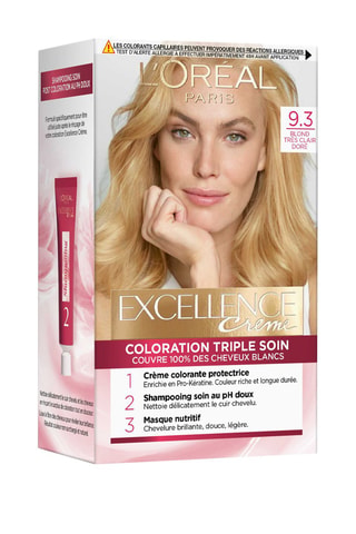 Coloración permanente Triple Cuidado Excellence Crème - 9.3 Rubio muy claro dorado - Cabello normal