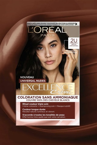 Coloración permanente Excellence Crème Universal Nudes - 2U Castaño muy oscuro - Cabello normal