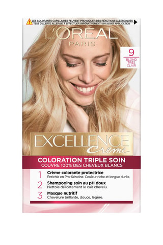 Coloration permanente Triple Soin Excellence Crème - 9 Blond très clair - Cheveux normaux