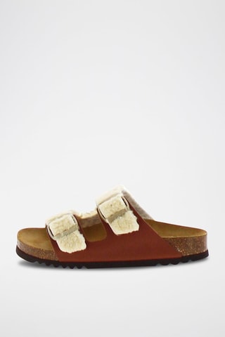 Mules Josephine Rouge brique et beige