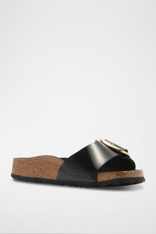 Mules en cuir Madrid Big Buckle  - Noir