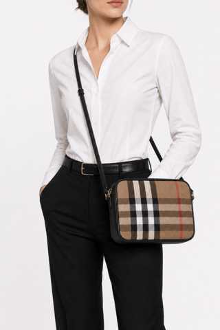 Sac bandoulière en cuir Camera - Beige