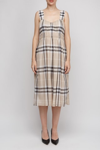 Robe midi sans manches Delilah Chk - Beige
