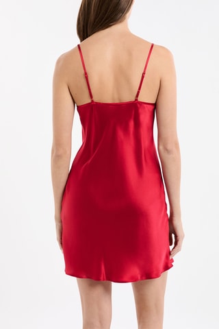 Chemise de nuit en soie sans manches - Rouge