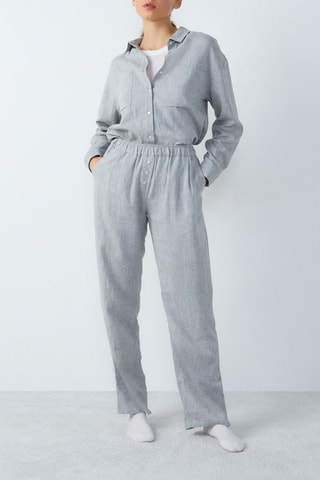 Pantalon en lin taille haute Isame - Kaki