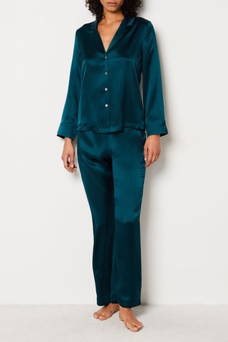 Zijden Pyjamabroek Pearly - Pauwblauw