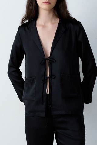 Pyjamablouse Modern Graphic - Zwart