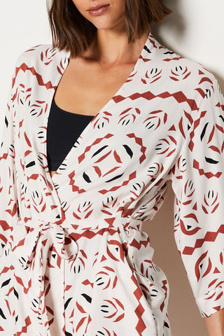 Kimono Surie - Steenrood en wit