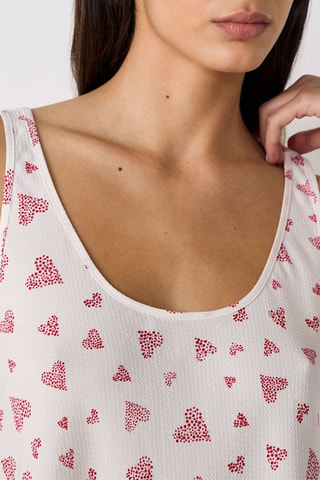 Mouwloze Pyjamatop - Wit en Rood