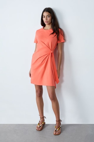 Rechte Jurk Vintage st tropez - Koraalrood