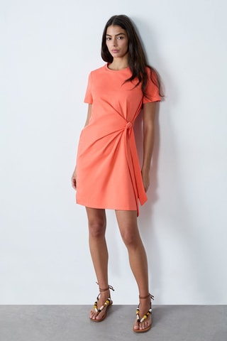 Rechte Jurk Vintage st tropez - Koraalrood