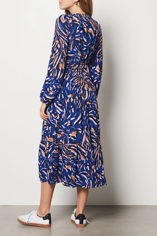 Midi-jurk Joani - Marineblauw en Beige
